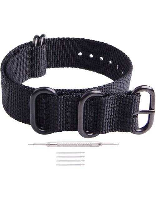 Ritche 18mm 20mm 22mm 24mm NATO Strap with Black Heavy Buckle Watch Band