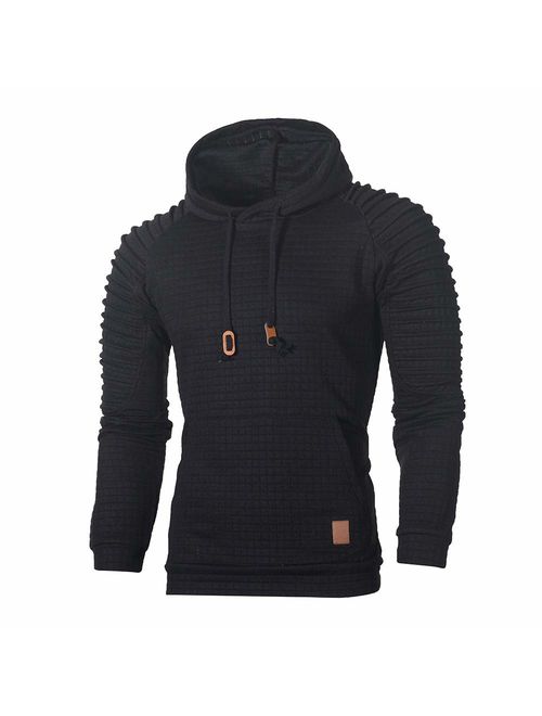 AopnHQ Mens Novelty Hoodies Cozy Sport Outwear,Winter Casual Loose Plaid Pullover Long Sleeve Hoodied Sweater Top