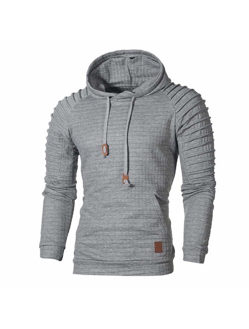 AopnHQ Mens Novelty Hoodies Cozy Sport Outwear,Winter Casual Loose Plaid Pullover Long Sleeve Hoodied Sweater Top