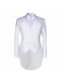 Men's Tailcoat Formal Slim Fit 3-Piece Suit Dinner Jacket Swallow-Tailed Coat