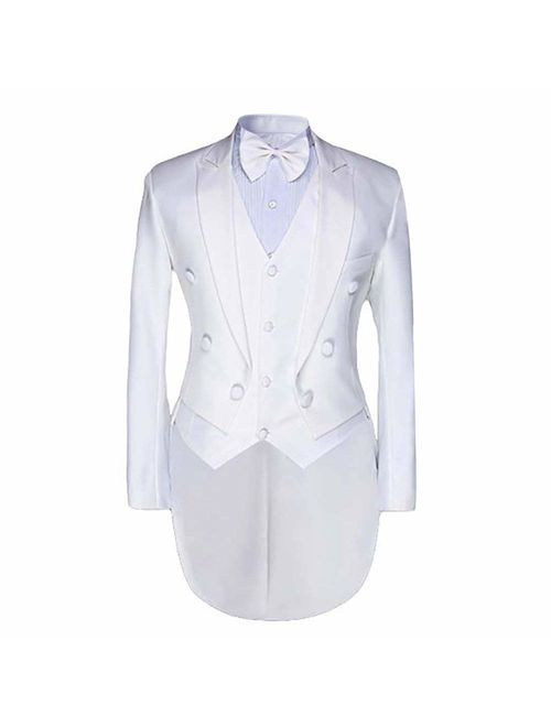 Cloudstyle Men's Tailcoat Formal Slim Fit 3-Piece Suit Dinner Jacket Swallow-Tailed Coat