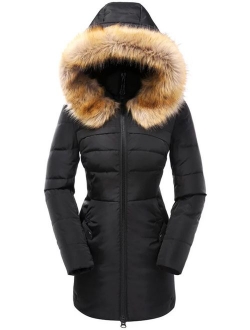 Beinia Valuker Women's Down Coat with Fur Hood with 90% Down Parka Puffer Jacket