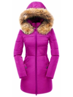 Beinia Valuker Women's Down Coat with Fur Hood with 90% Down Parka Puffer Jacket