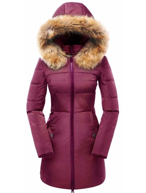 Beinia Valuker Women's Down Coat with Fur Hood with 90% Down Parka Puffer Jacket