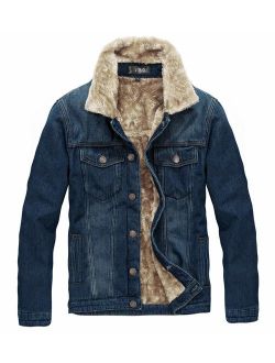 JYG Men's Winter Thicken Sherpa Lined Denim Jacket