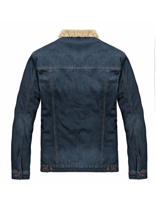 JYG Men's Winter Thicken Sherpa Lined Denim Jacket