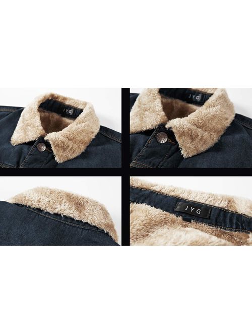 JYG Men's Winter Thicken Sherpa Lined Denim Jacket