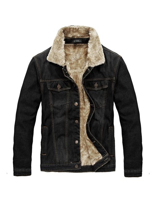 JYG Men's Winter Thicken Sherpa Lined Denim Jacket