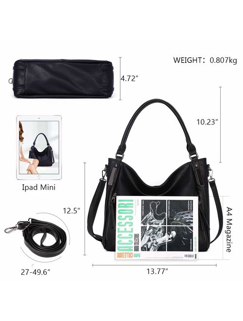 Women Handbag Shoulder Bags PU Leather Top-handle Hobo Bags Mutipocket Purses Leather