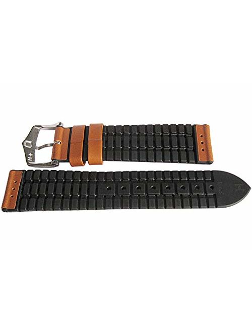 Hirsch Performance James 20mm Gold Brown Leather and Rubber Watch Strap