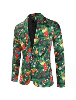 Blazer for Men, Men's Christmas Suit Jacket, Casual Funny Ugly Xmas Blazer Jacket