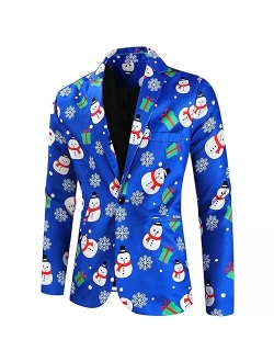 Blazer for Men, Men's Christmas Suit Jacket, Casual Funny Ugly Xmas Blazer Jacket