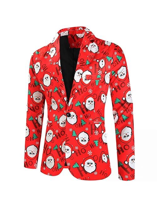 Blazer for Men, Men's Christmas Suit Jacket, Casual Funny Ugly Xmas Blazer Jacket