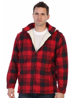 Mens Sherpa Lined Flannel Jacket with Removable Hood