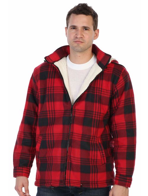 Gioberti Mens Sherpa Lined Flannel Jacket with Removable Hood