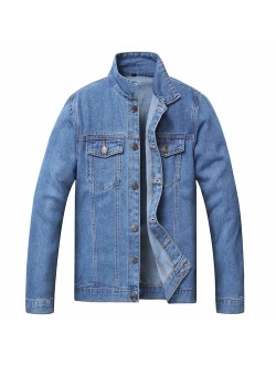 JYHER Men's Denim Jacket,Classic Ripped Slim Jean Coat Jacket with Holes