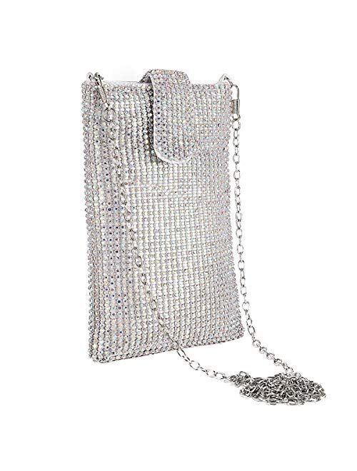 Evening Handbags Clutch Purses for Women Metal mesh Small Crossbody Bag Cell Phone Purse Wallet