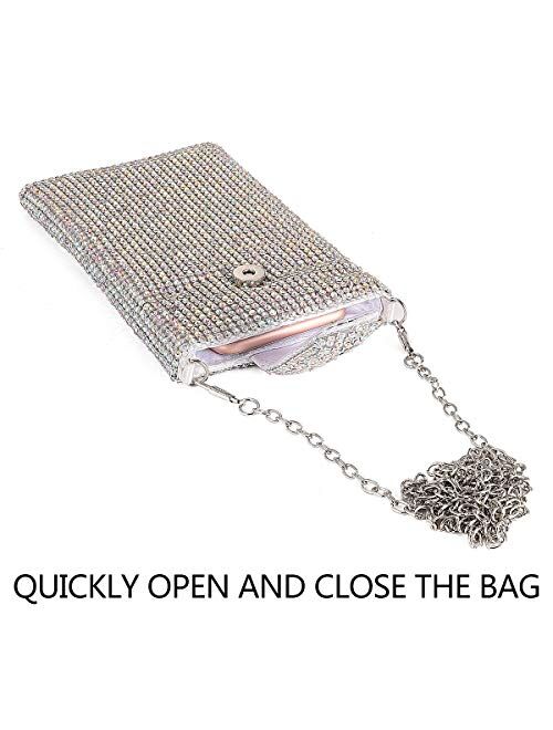 Evening Handbags Clutch Purses for Women Metal mesh Small Crossbody Bag Cell Phone Purse Wallet