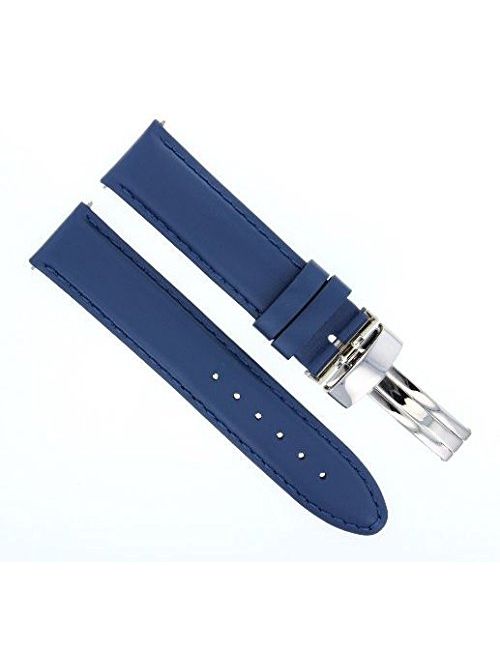 18-19-20-22-24 Smooth Leather Watch Band Strap for Omega SEAMASTER Planet Ocean Blue 8