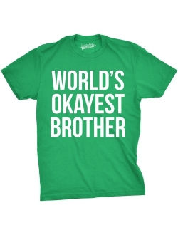 Mens Worlds Okayest Brother Shirt Funny T Shirts Big Brother Sister Gift Idea