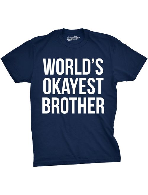 Mens Worlds Okayest Brother Shirt Funny T Shirts Big Brother Sister Gift Idea