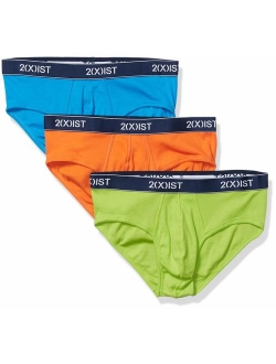 2(x)ist mens Cotton Solid Elastic Waist Essential No-Show Brief 3-Pack