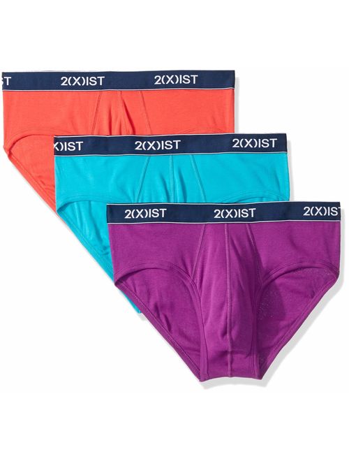 2(x)ist mens Cotton Solid Elastic Waist Essential No-Show Brief 3-Pack