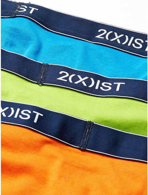 2(x)ist mens Cotton Solid Elastic Waist Essential No-Show Brief 3-Pack