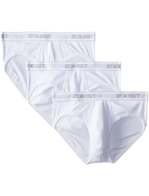 2(x)ist mens Cotton Solid Elastic Waist Essential No-Show Brief 3-Pack