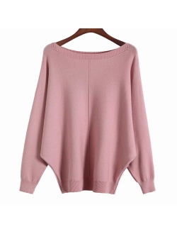 Ckikiou Women Sweaters Batwing Sleeve Casual Cashmere Jumpers Winter Pullovers