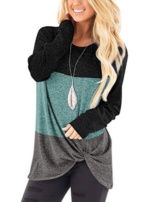 SAMPEEL Womens Casual Tunic Tops Twist Knot Pullover Sweatshirts