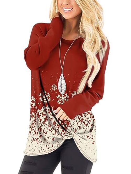 SAMPEEL Womens Casual Tunic Tops Twist Knot Pullover Sweatshirts