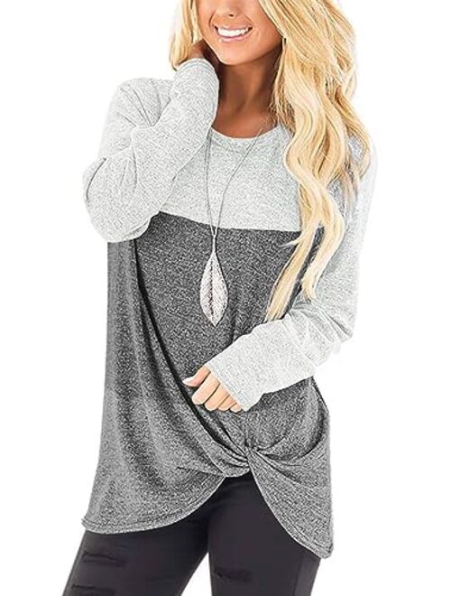 SAMPEEL Womens Casual Tunic Tops Twist Knot Pullover Sweatshirts