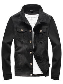 XueYin Men's Denim Jacket Slim Fit