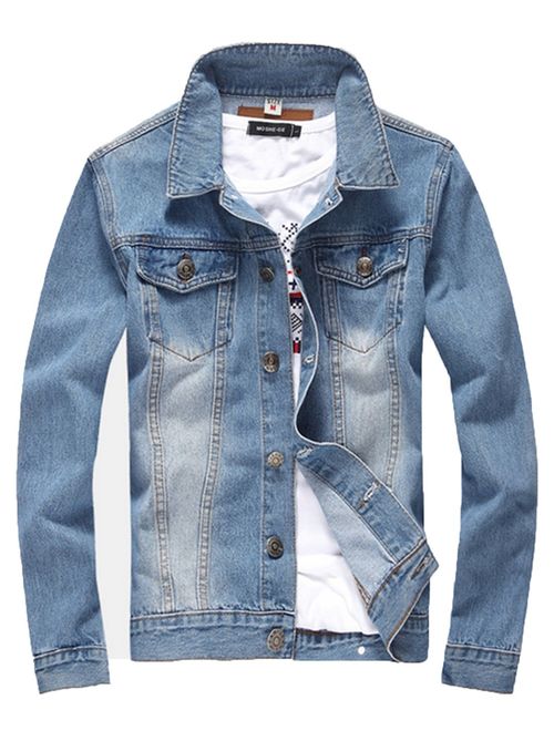 XueYin Men's Denim Jacket Slim Fit