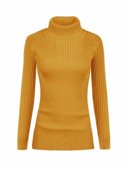 v28 Women Stretchable Turtleneck Knit Long Sleeve Slim Fit Sweater