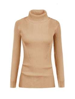 v28 Women Stretchable Turtleneck Knit Long Sleeve Slim Fit Sweater