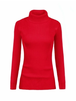 v28 Women Stretchable Turtleneck Knit Long Sleeve Slim Fit Sweater