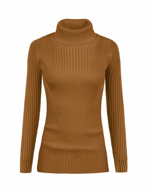 v28 Women Stretchable Turtleneck Knit Long Sleeve Slim Fit Sweater