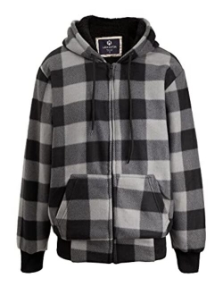 Facitisu Winter Heavy Warm Sherpa Lined Fleece Plaid Flannel Jacket Men Plus Size S-5XL Big and Tall Mens Coat