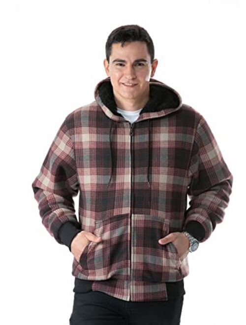 Facitisu Winter Heavy Warm Sherpa Lined Fleece Plaid Flannel Jacket Men Plus Size S-5XL Big and Tall Mens Coat