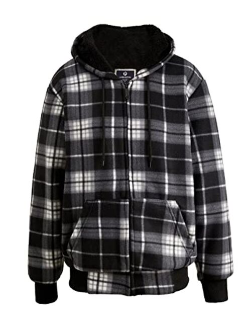 Facitisu Winter Heavy Warm Sherpa Lined Fleece Plaid Flannel Jacket Men Plus Size S-5XL Big and Tall Mens Coat