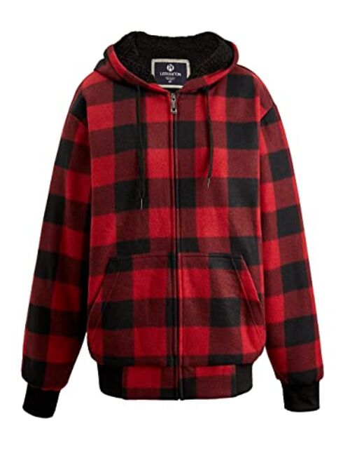 Facitisu Winter Heavy Warm Sherpa Lined Fleece Plaid Flannel Jacket Men Plus Size S-5XL Big and Tall Mens Coat