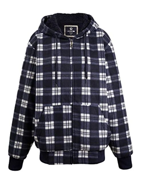 Facitisu Winter Heavy Warm Sherpa Lined Fleece Plaid Flannel Jacket Men Plus Size S-5XL Big and Tall Mens Coat