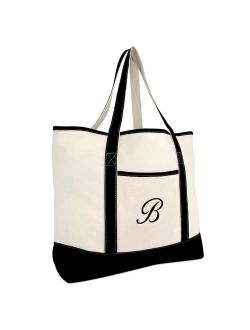 Monogram Bag Personalized Totes For Women Open Top Black Letter A-Z