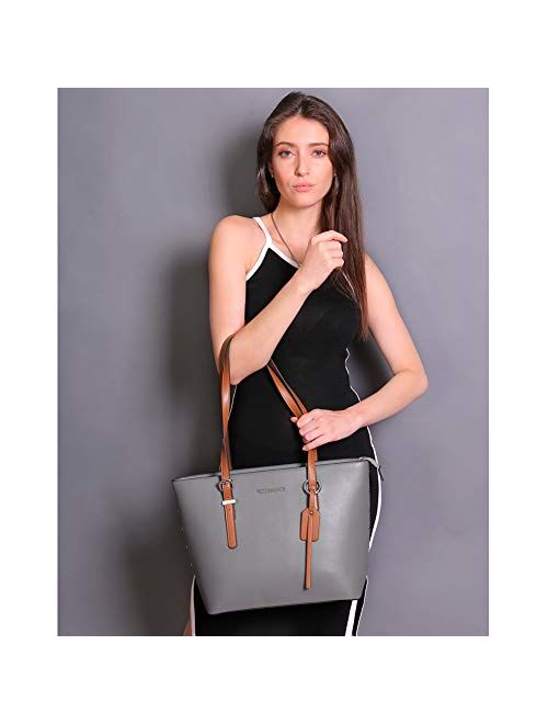 WESTBRONCO Women Leather Handbags Purses Designer Tote Shoulder Bag Top Handle Bag for Work Travel