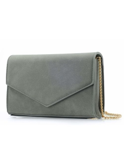 Minimalist Evening Envelope Clutch Chain Shoulder Bag Women Faux Leather Suede Purse