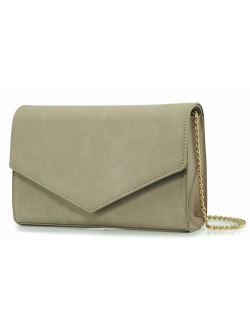 Minimalist Evening Envelope Clutch Chain Shoulder Bag Women Faux Leather Suede Purse