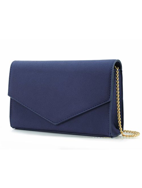 Minimalist Evening Envelope Clutch Chain Shoulder Bag Women Faux Leather Suede Purse