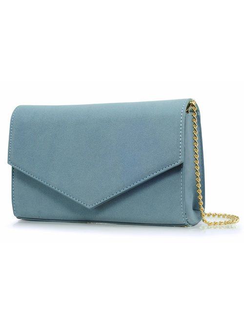 Minimalist Evening Envelope Clutch Chain Shoulder Bag Women Faux Leather Suede Purse